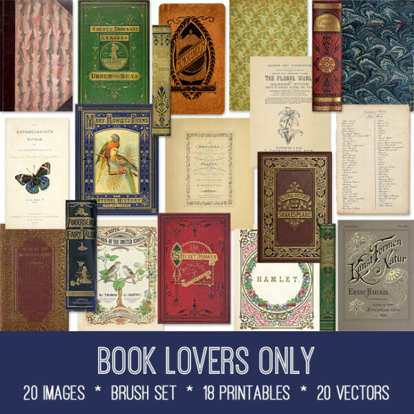 Book Lovers Only ephemera vintage images