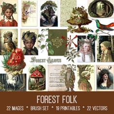 vintage Forest Folk ephemera bundle
