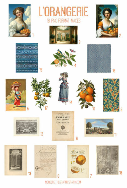 vintage L'Orangerie ephemera digital image bundle