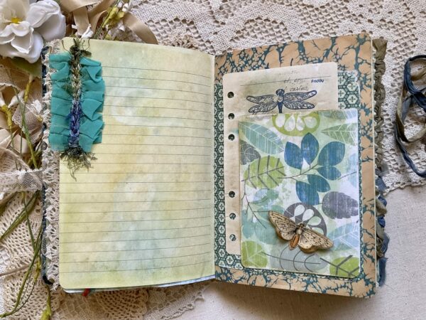 Journal spread with butterfly print