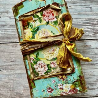 Junk journal cover with vintage rose pattern