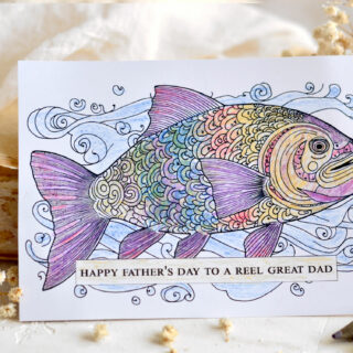 intricate fish coloring card