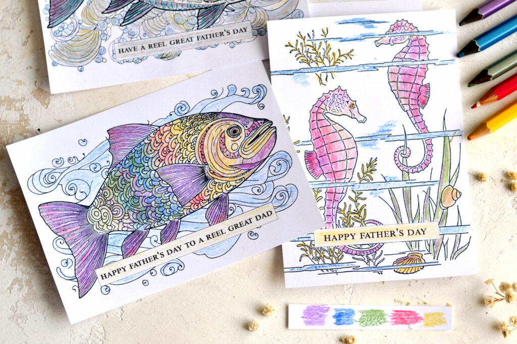 fish and seahorse cards for father's day