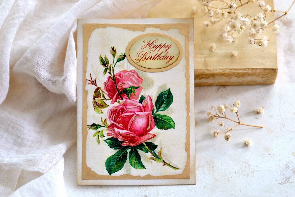 happy birthday card with roses