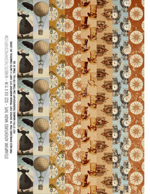 Steampunk Adventures assorted printable washi tape