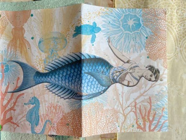 Mermaids spread in junk journal