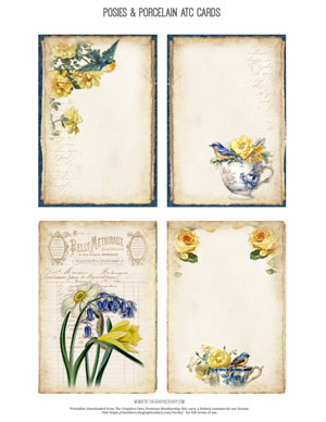 Posies & Porcelain assorted printable artist trade cards ATC