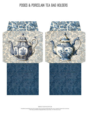 Posies & Porcelain assorted printable Tea Bag Holders