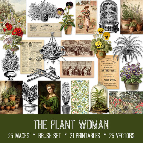 The Plant Woman ephemera vintage images