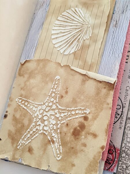 Page with Stenciled Starfish and Seashell