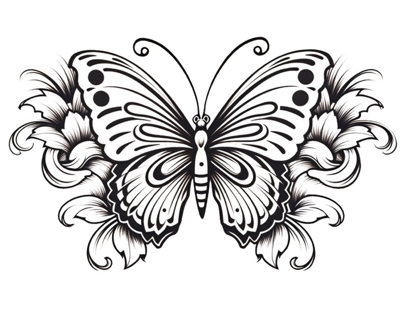 Detailed Coloring Books For Kids: Butterflies: Black Background