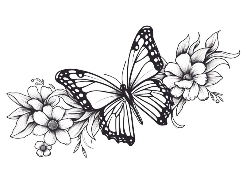 Butterfly Coloring Book For Adults: 85 Beautiful Flower Designs