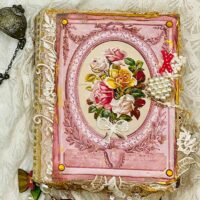 Pink journal cover with rose image
