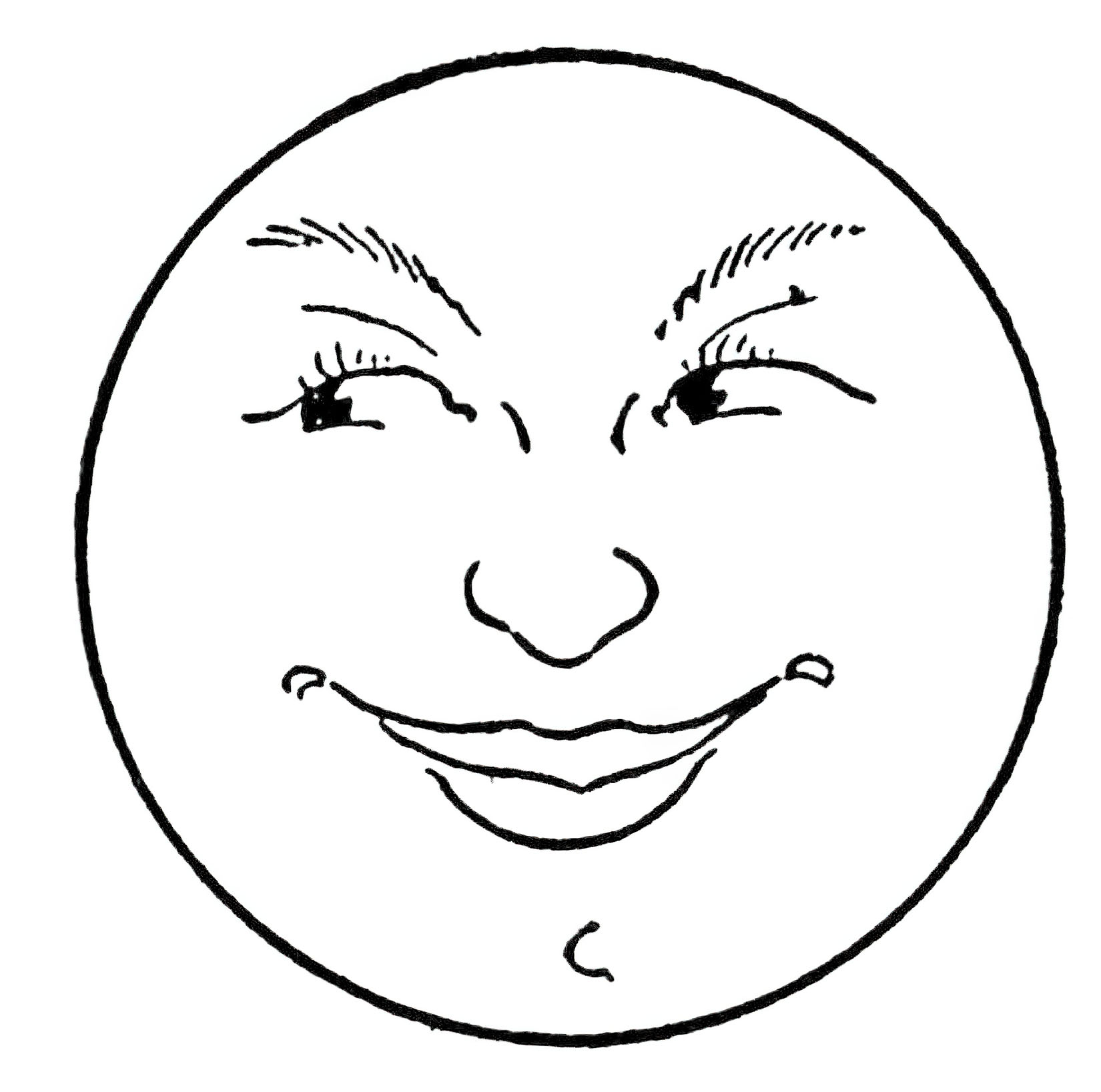 Smiling lady face moon