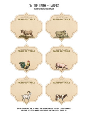 On the Farm assorted printable labels