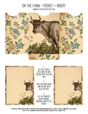 On the Farm printable journal pocket and insert