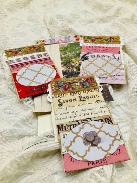 Floral fabric swatch journal cards