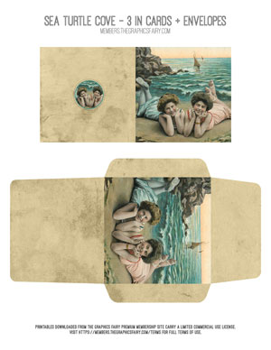 Sea Turtle Cove three inch cards and envelope