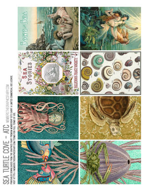 Sea Turtle Cove assorted printable Artist Trade Cards