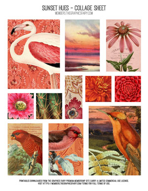 Sunset Hues assorted printable collage sheet