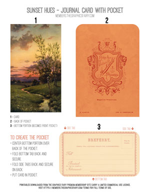 Sunset Hues printable Journal Card with Pocket