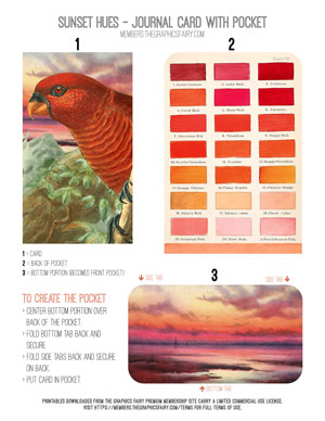 Sunset Hues printable Journal Card with Pocket