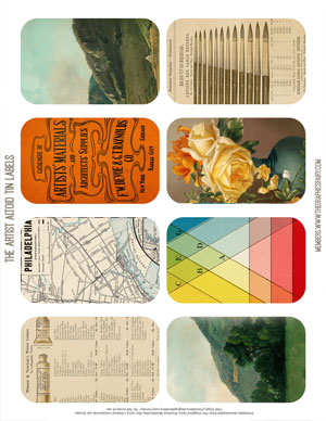 The Artist assorted printable Altoid Tin labels
