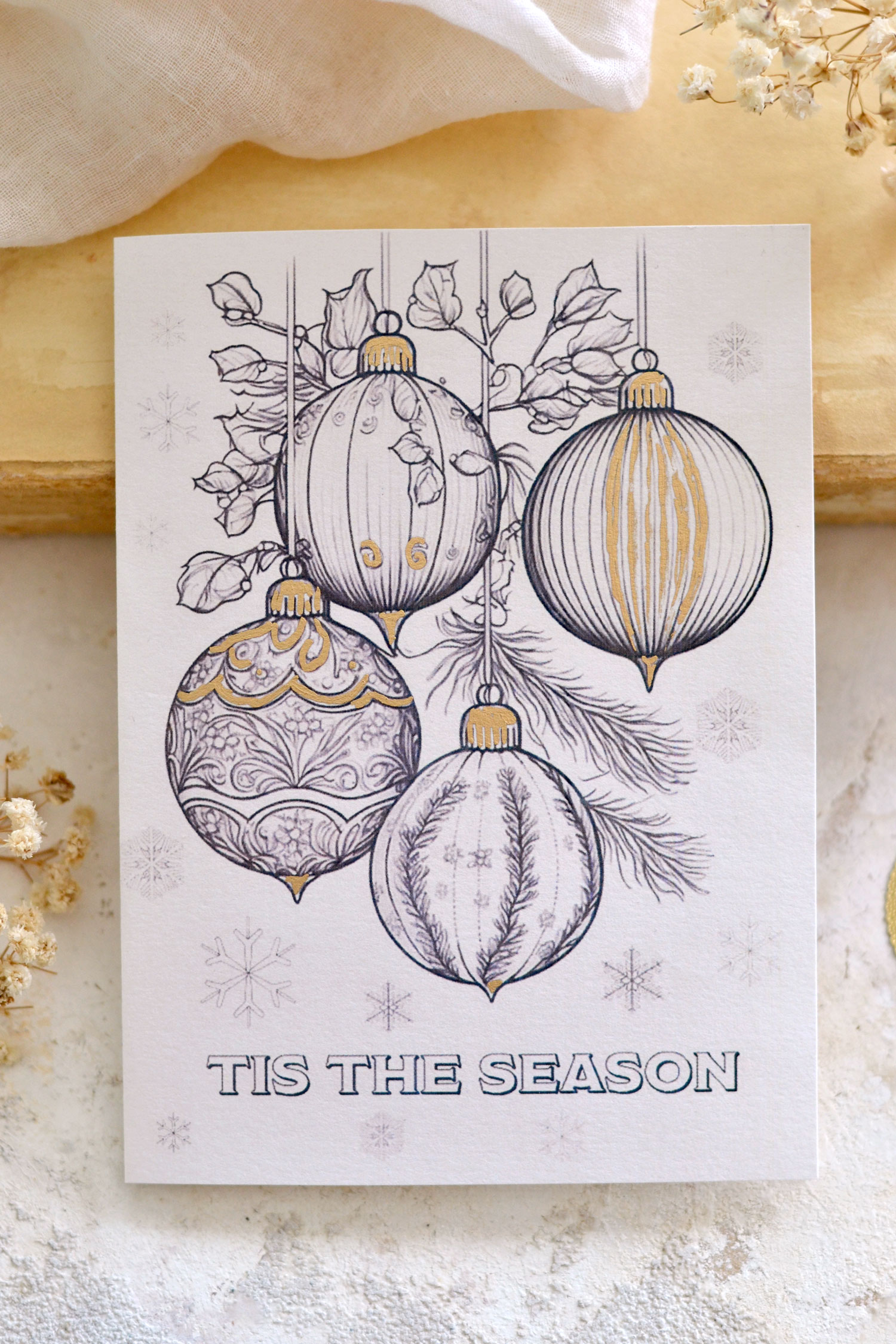 Tis the season Christmas card coloring page