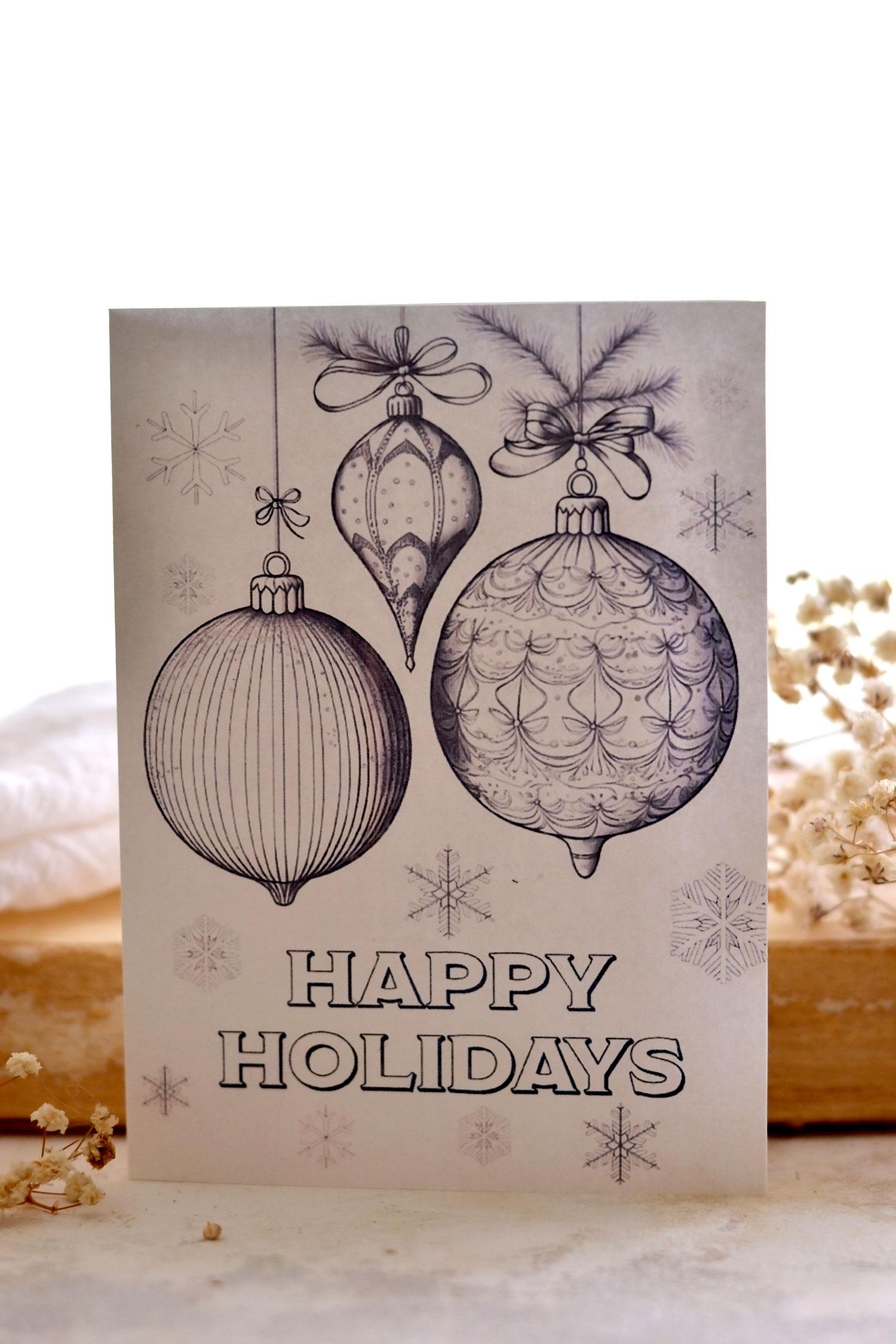 Happy holidays coloring page card