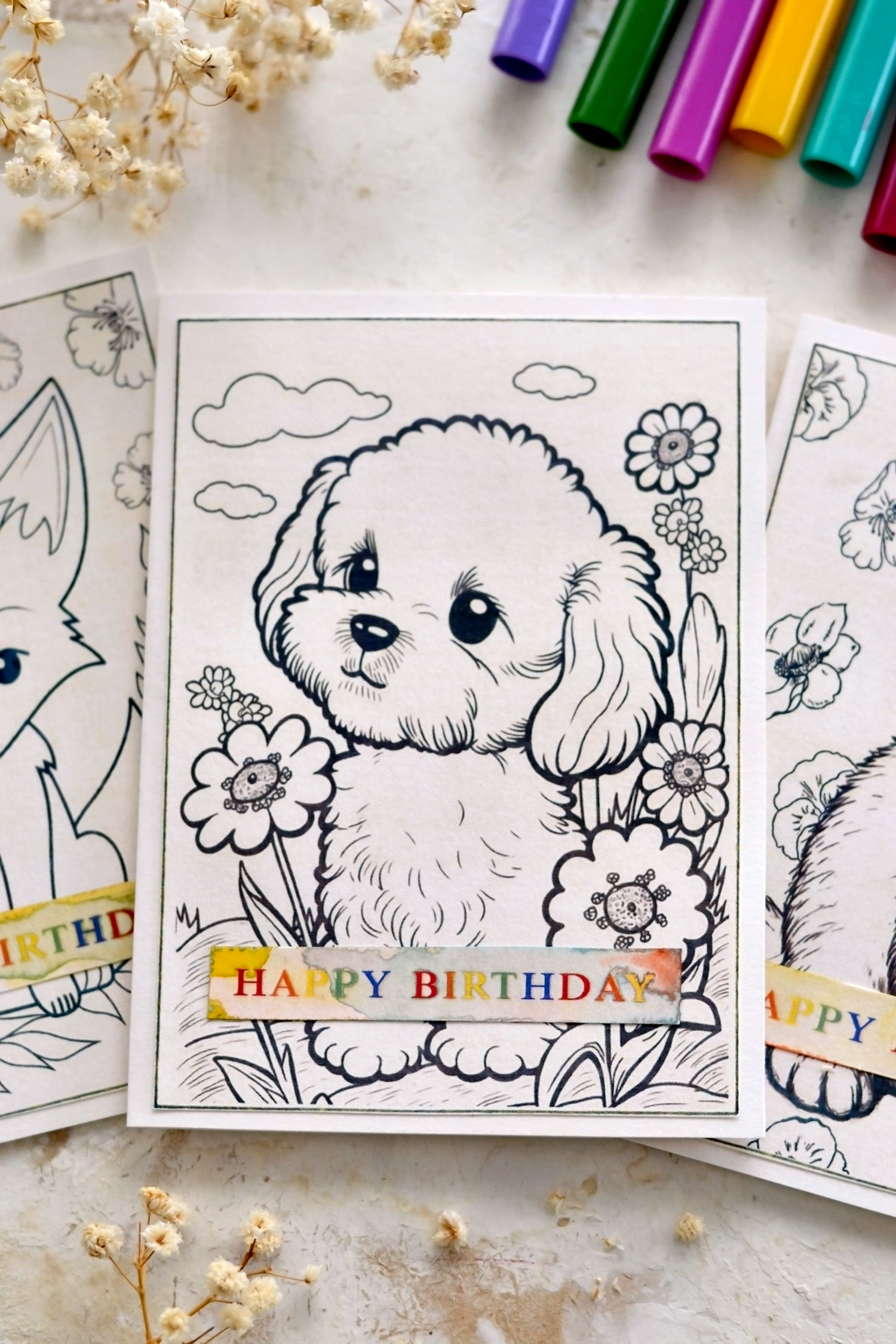 birthday card for kids with puppy