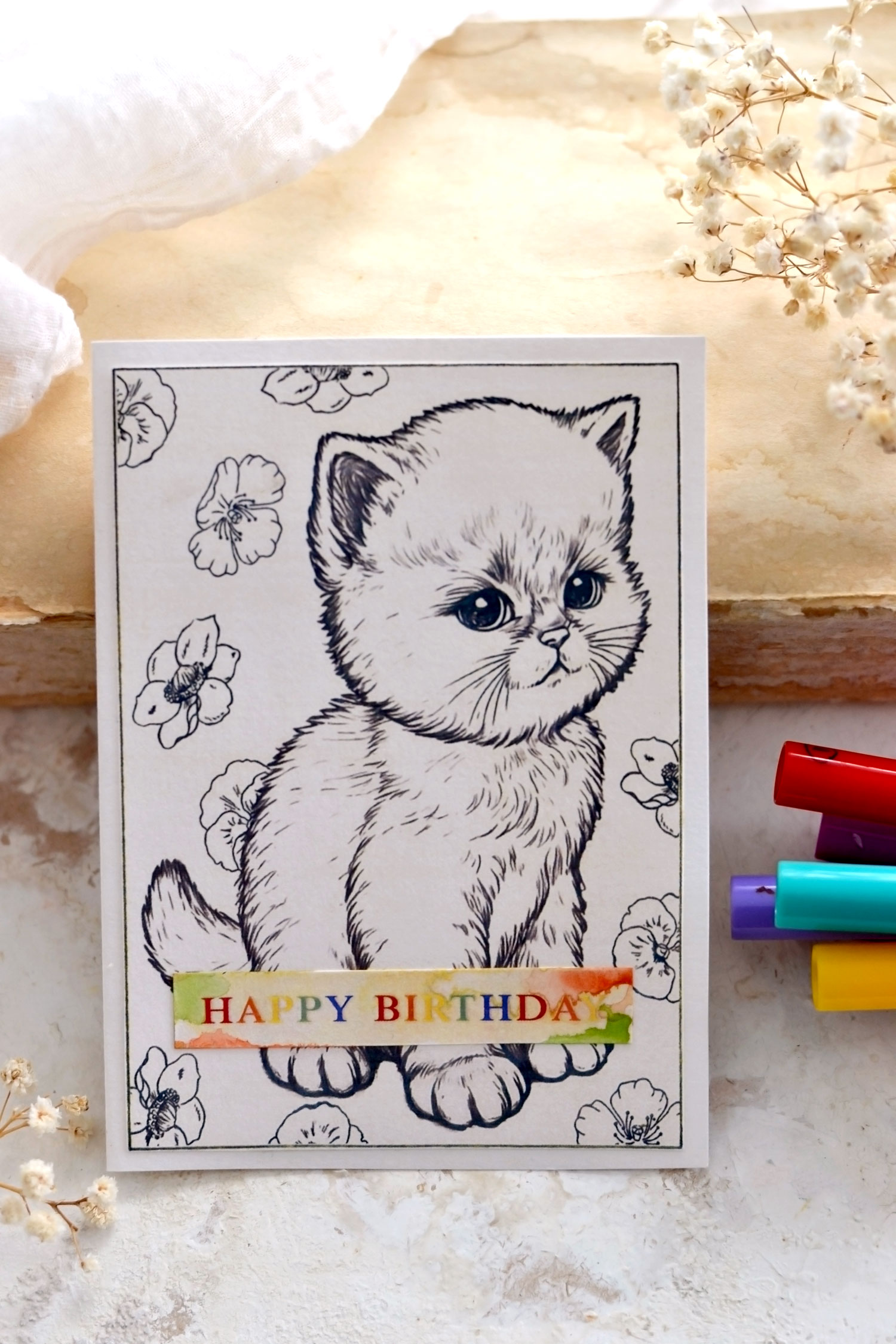kitten birthday card for kids