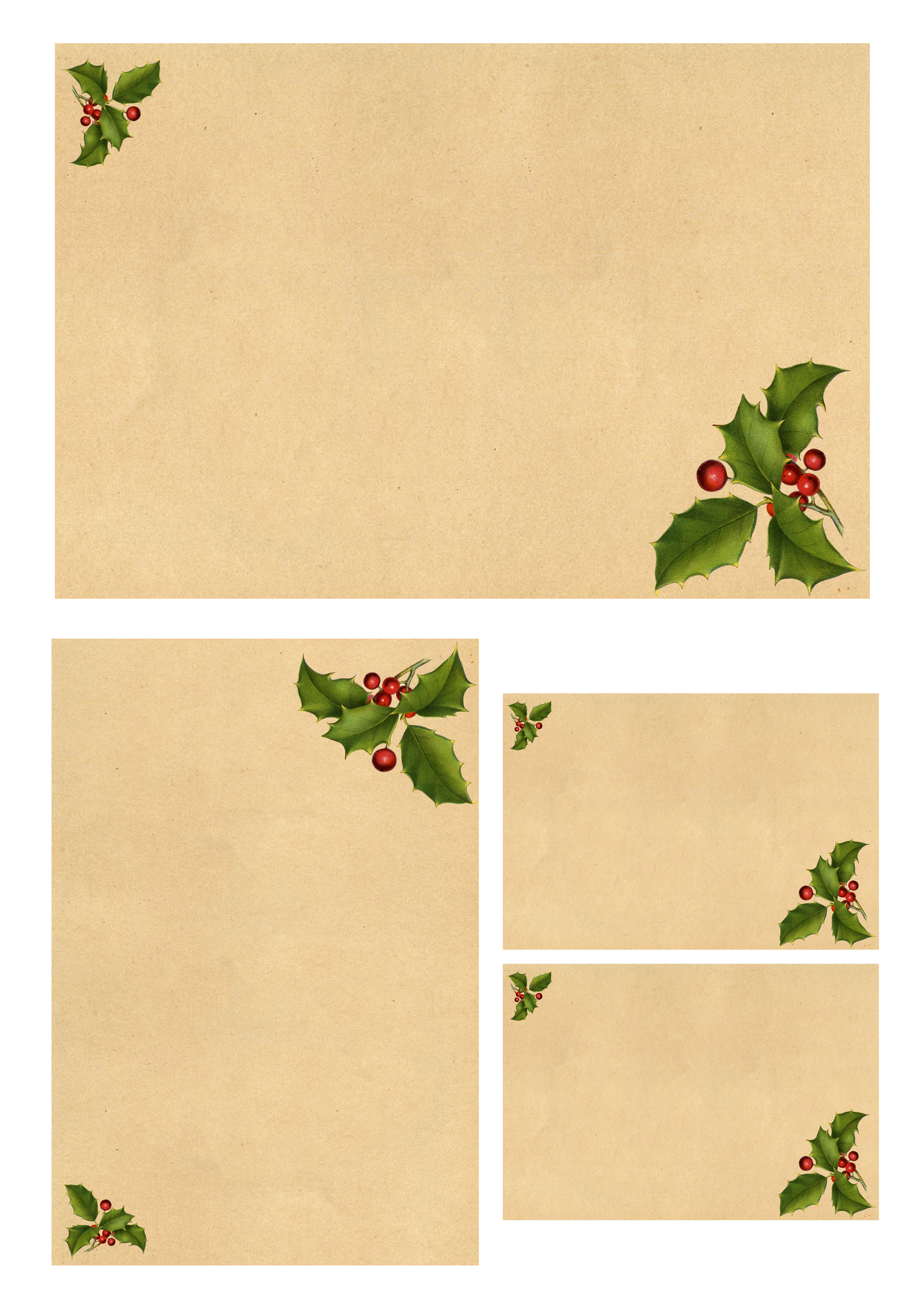 DIY Christmas Stationery Printable - Holly - unruled