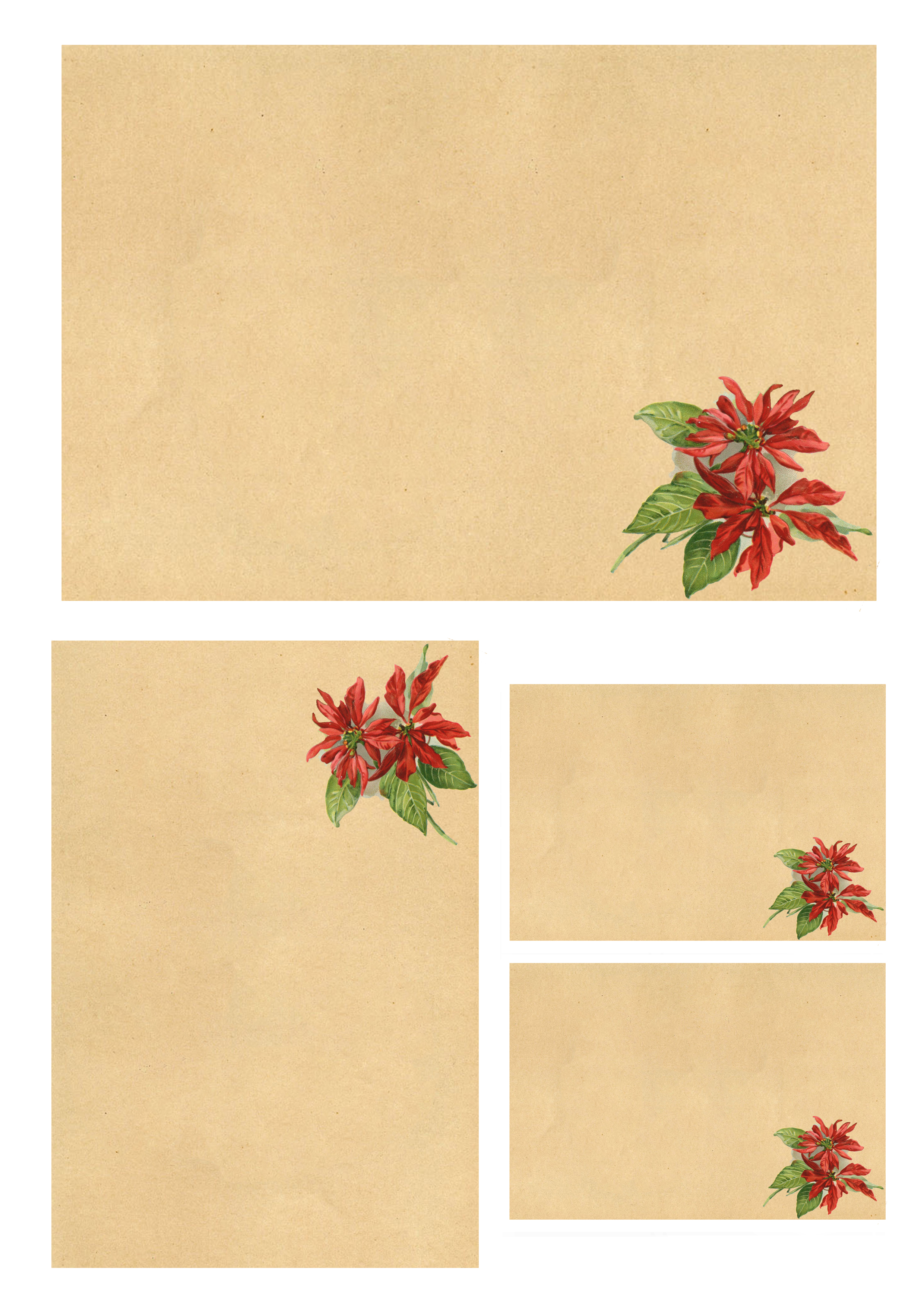DIY Christmas Stationery Printable - Poinsettia- unruled