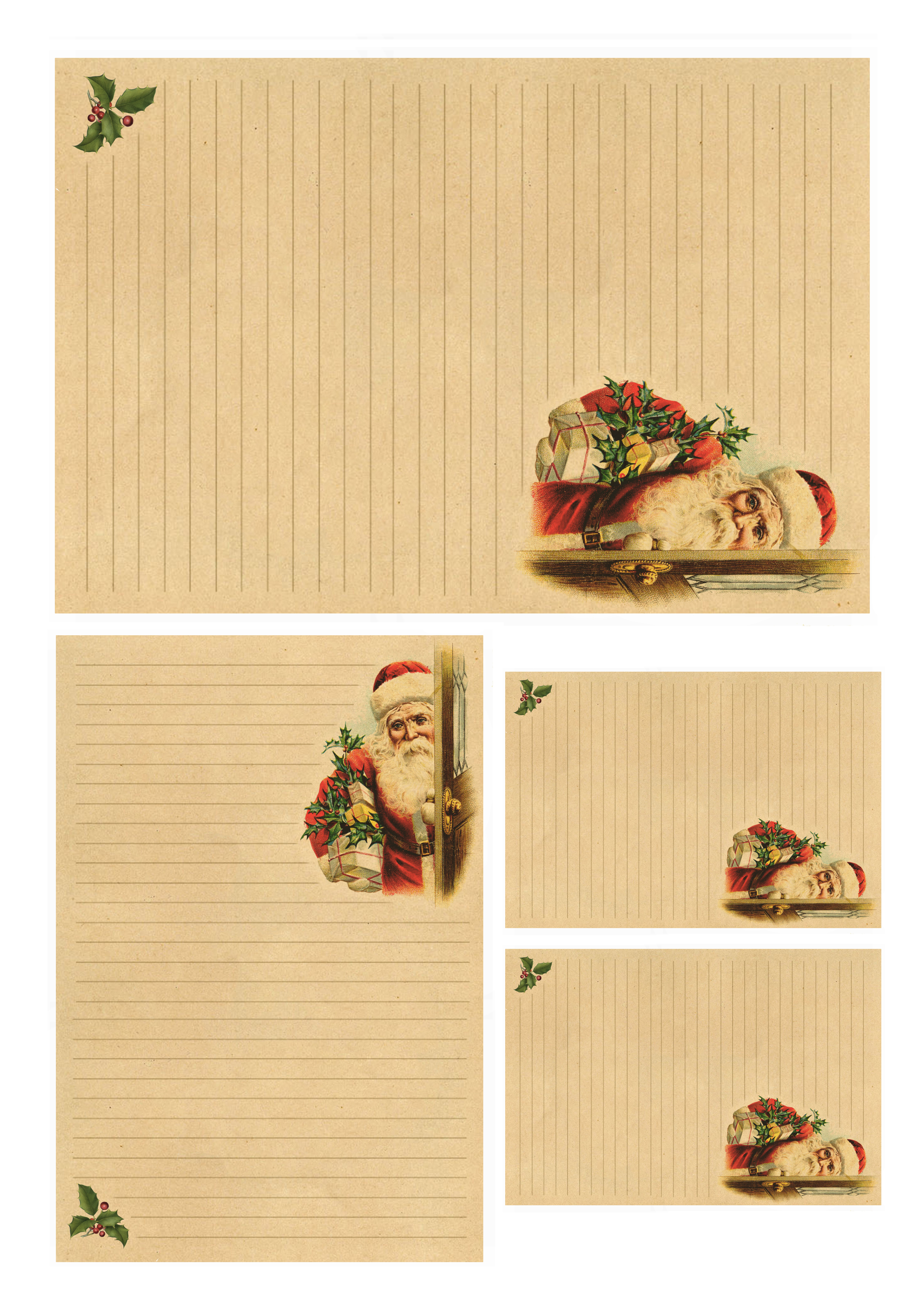 DIY Christmas Stationery Printable - Santa - ruled