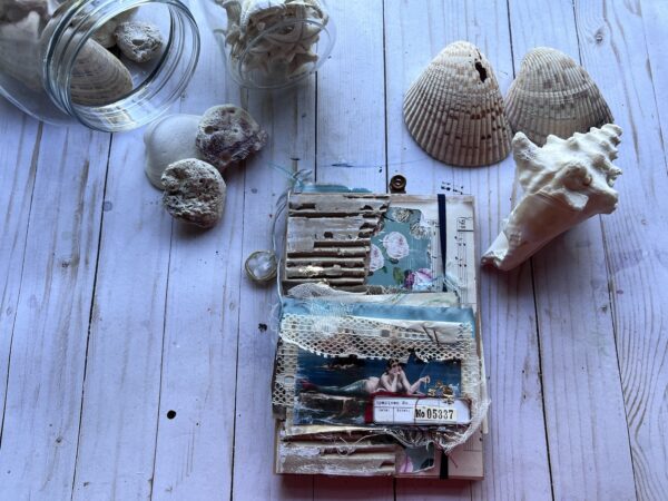 Junk journal cover with sea shells