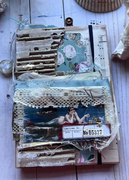 Junk journal cover with sea shells