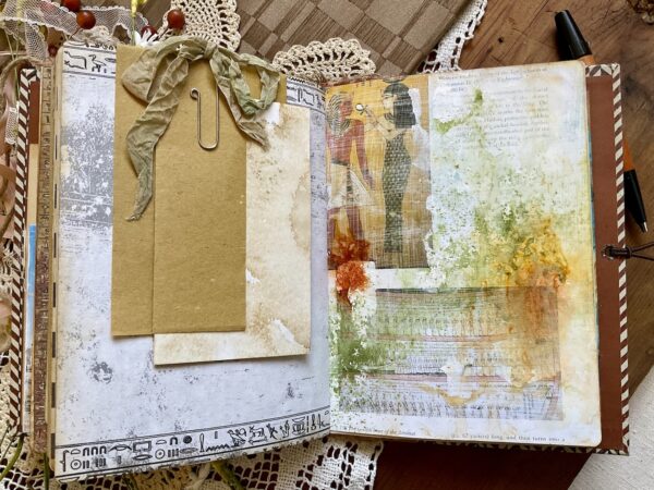 Journal page with rustic textured paper in a deep gold color