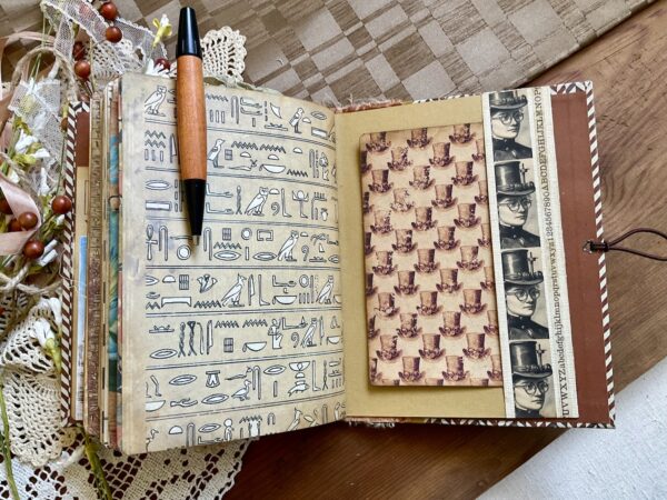 Journal page with Steampunk washi strip pocket