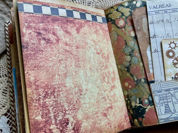 Journal page with marbled end papers