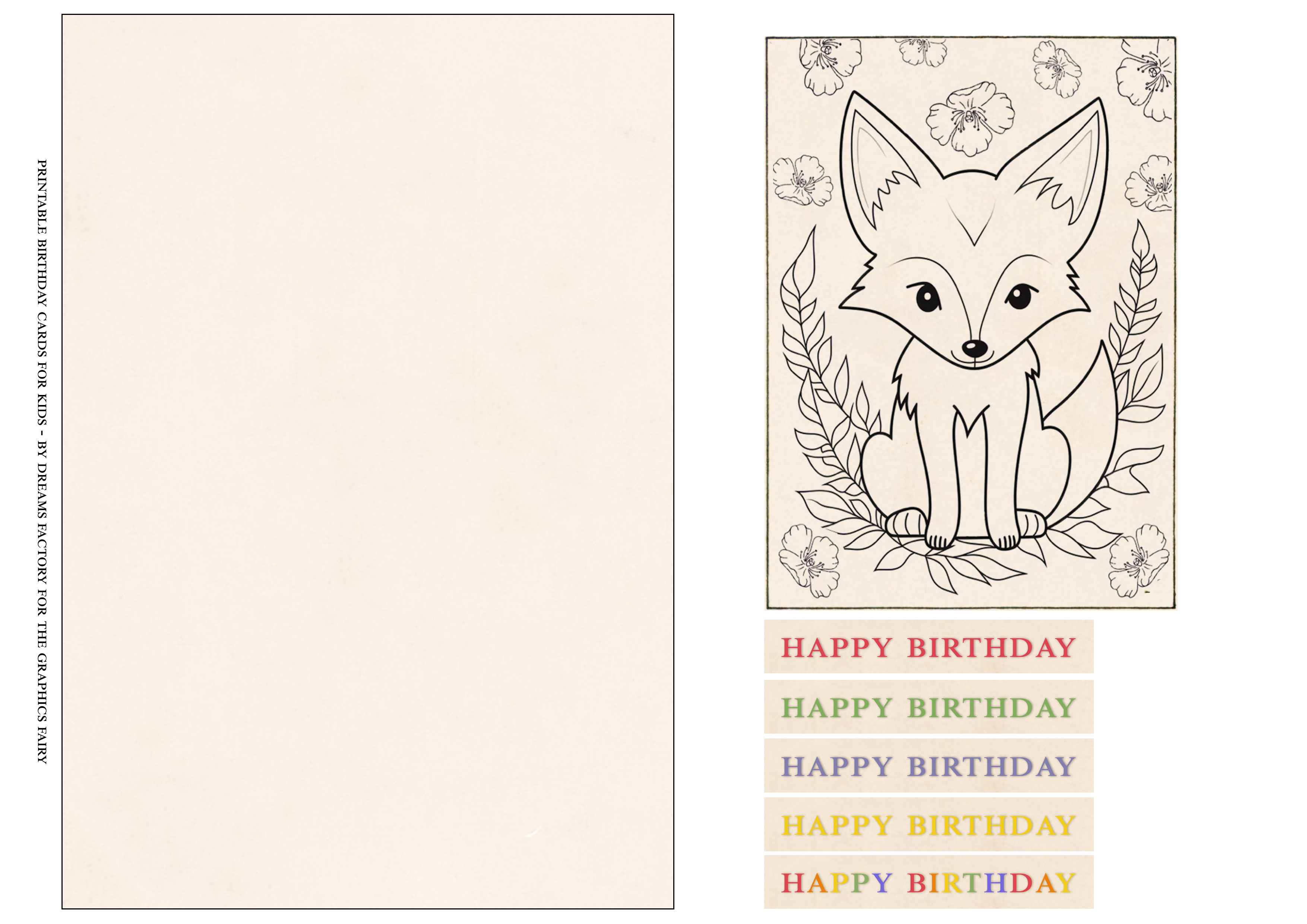 Printable birthday cards for kids - fox printable