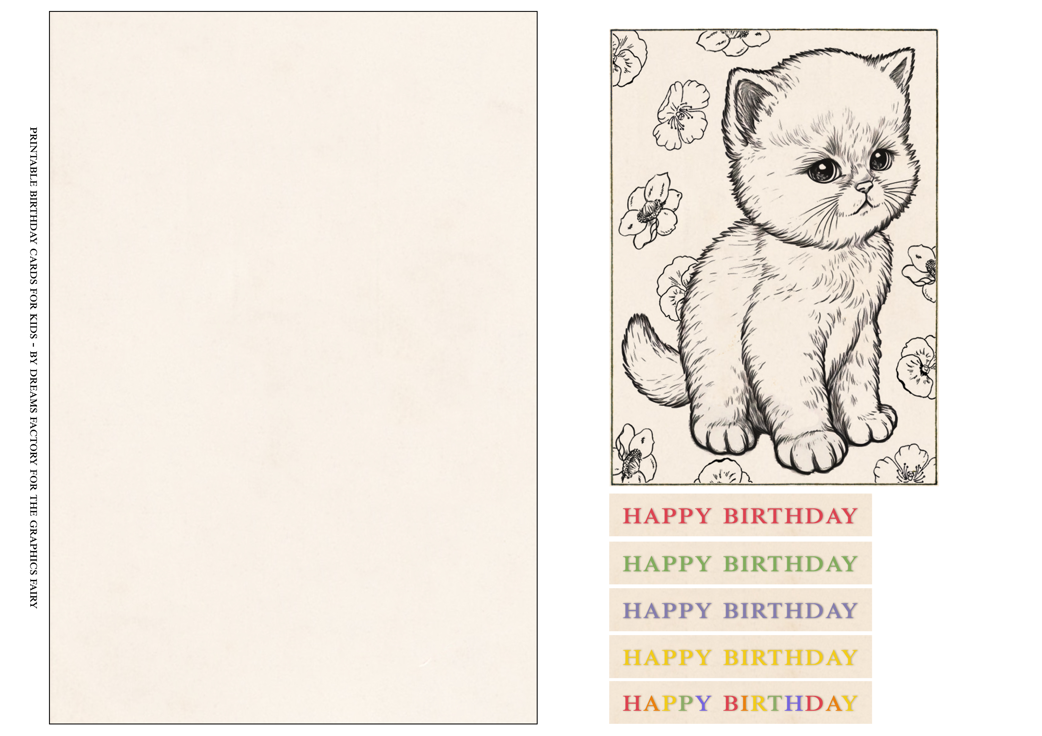Printable birthday cards for kids - kitten printable