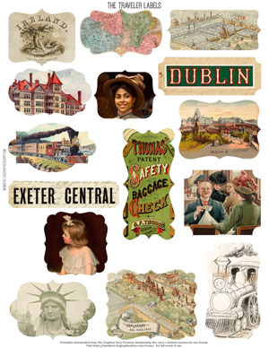 The Traveler assorted printable labels