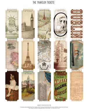 The Traveler assorted printable tickers