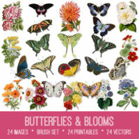 vintage Butterflies & Blooms ephemera bundle