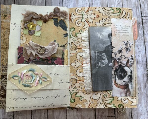 Journal page with embroidered piece