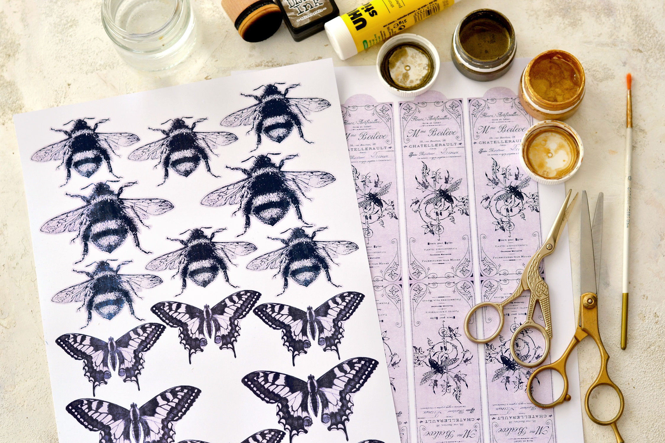 Oversized Bee and butterfly bookmarks supplies