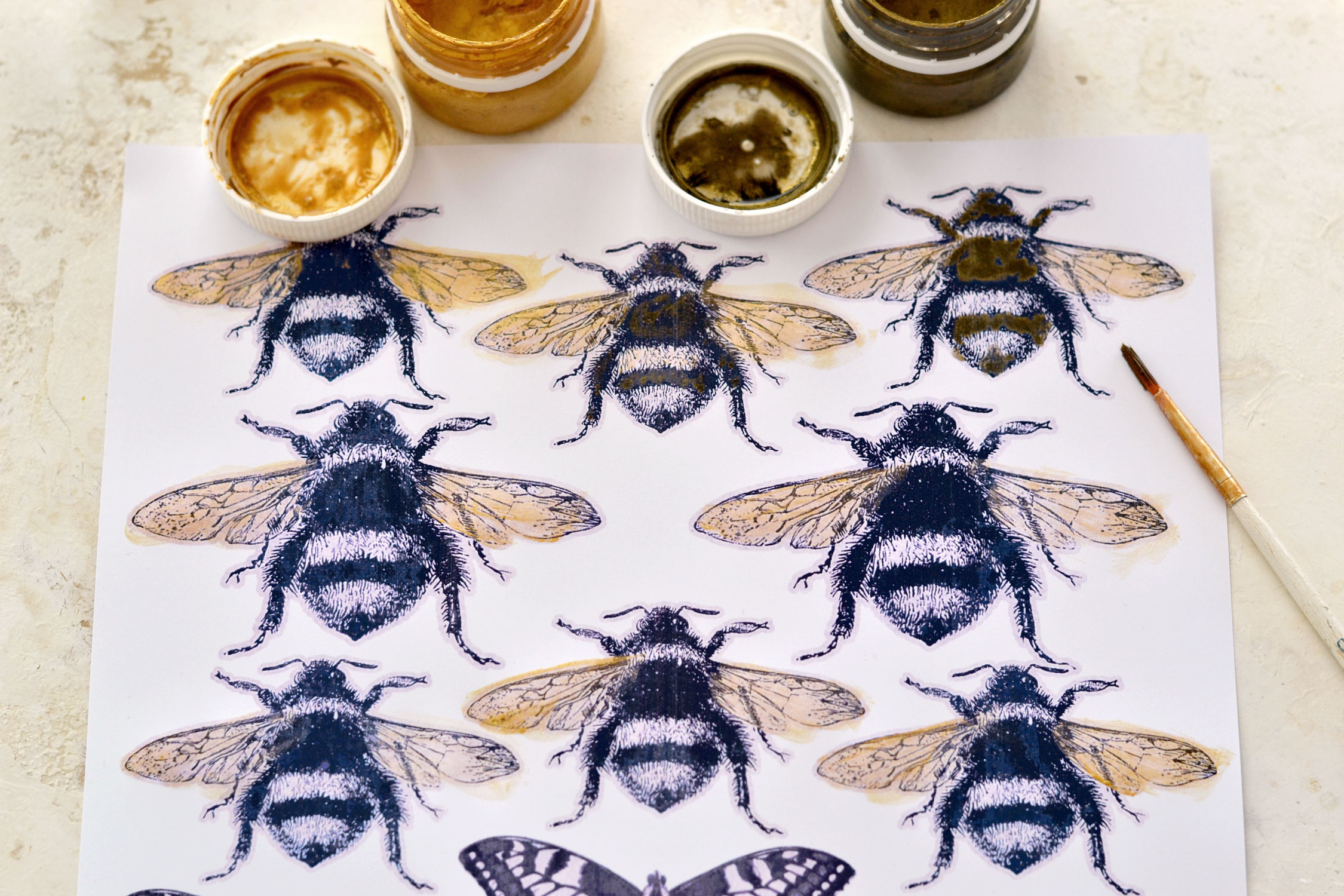 gold painting the bees
