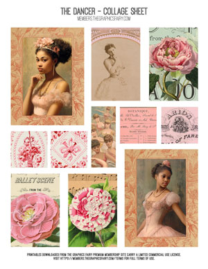 The Dancer printable assorted printable collage sheet