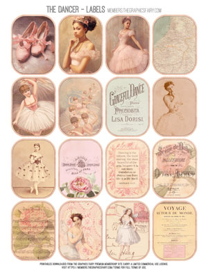The Dancer assorted printable labels