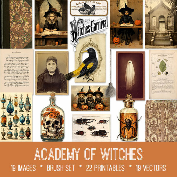 Academy of Witches ephemera vintage images